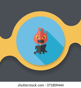 Halloween flame devil flat icon with long shadow,eps10