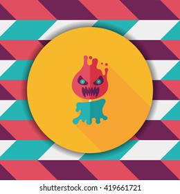 Halloween flame devil flat icon with long shadow,eps10