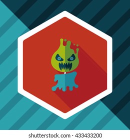 Halloween flame devil flat icon with long shadow,eps10