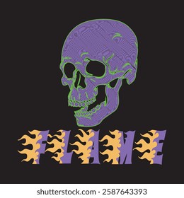 Halloween Flame With Skull Vector Graphic, Back Base, T-shirt, Hoodie, Sweatshirt.