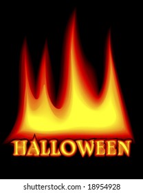 Halloween flames on black background