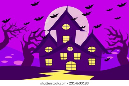 halloween flat background illustration for design, website, banner, poster, etc