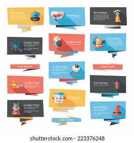 Halloween flat banner set background,eps10