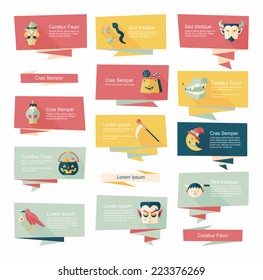 Halloween flat banner set background,eps10