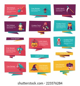 Halloween flat banner set background,eps10