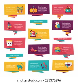Halloween flat banner set background,eps10