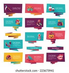 Halloween flat banner set background,eps10