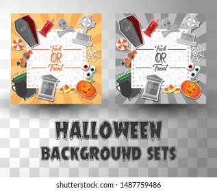 halloween flat banner template background sets with 2 different colour