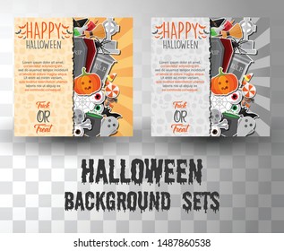 halloween flat banner template background sets with 2 different colour