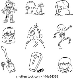 Halloween flat black white element vector illustration