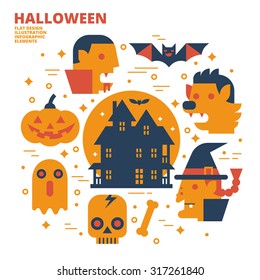 Halloween, Flat Design, Illustration