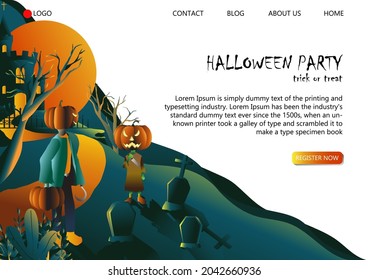 Ilustración vectorial de diseño plano de Halloween para página web o página de inicio de aplicación móvil