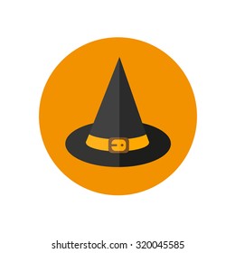 Halloween. Flat Design Wizard Hat Icon.