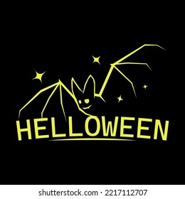 Halloween, flat drawn bat text and image. can be used for stickers or additional elements