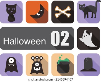 Halloween flat icon design set vector illustration