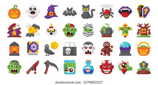 Halloween flat icon set. Perfect for graphic design, mobile, UI, and web masterpieces