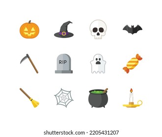 Halloween Flat Icon Set With The Spooky Season Related Icons