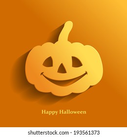 Halloween flat icon with smiling pumpkin