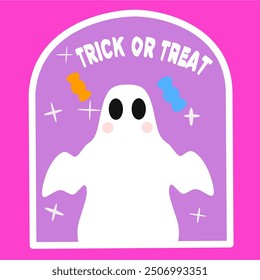 Halloween flat Icon Sticker Ghost