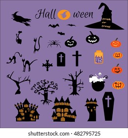 Halloween flat icons design.  
