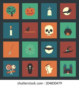 Halloween flat icons set