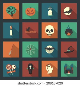 Halloween flat icons set