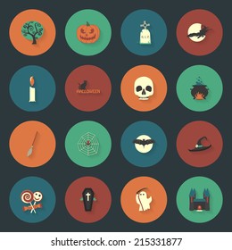 Halloween flat icons set