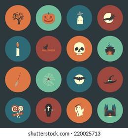 Halloween flat icons set 