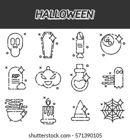 Halloween flat icons set