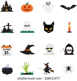 Halloween Flat Icons Set vector illustration