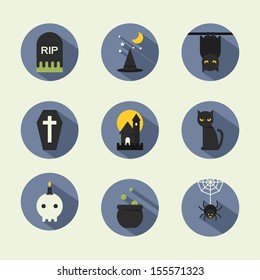 Halloween flat icons, vector