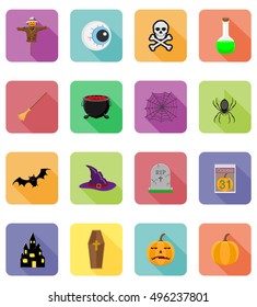 halloween flat icons vector illustration isolated on background
