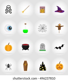 halloween flat icons vector illustration isolated on background