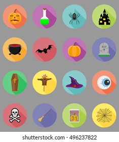 halloween flat icons vector illustration isolated on background