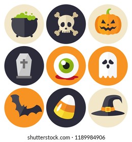 Halloween flat icons vector set collection