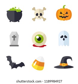 Halloween flat icons vector set collection