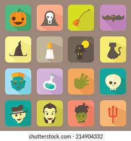 Halloween Flat Icons Vector Set