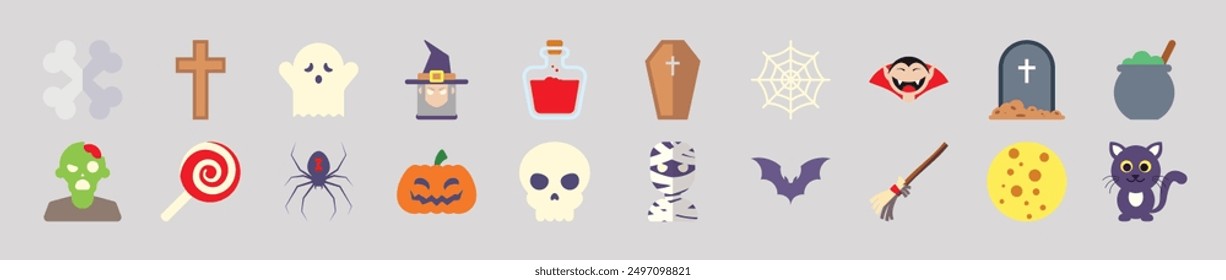 Halloween Flat Illustrations. Suitable for infographics, books, banners and other designs
