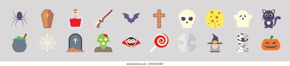 Halloween Flat Illustrations. Suitable for infographics, books, banners and other designs