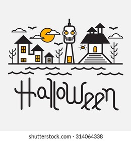 Halloween flat line design