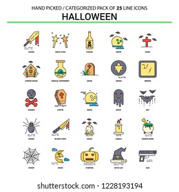 Halloween Flat Line Icon Set - Business Concept Icons Design