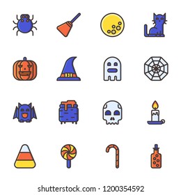 Halloween flat outline icons