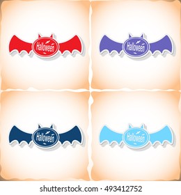 Halloween. Flat sticker with shadow on old paper. Vector illustration
