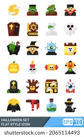Halloween flat style icon set. vector illustration isolated on white background. EPS 10