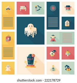 Halloween flat ui background set