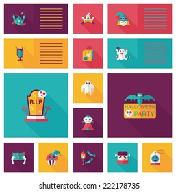 Halloween flat ui background set