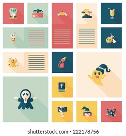 Halloween flat ui background set