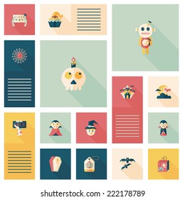 Halloween flat ui background set
