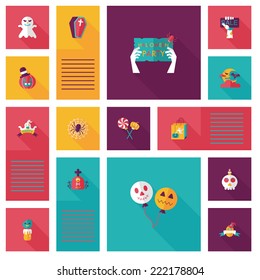 Halloween flat ui background set