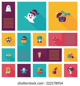 Halloween flat ui background set